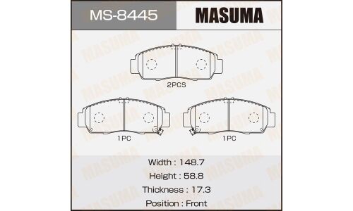 Колодки тормозные дисковые Masuma передние, комплект на ось (4 шт), арт. MS-8445