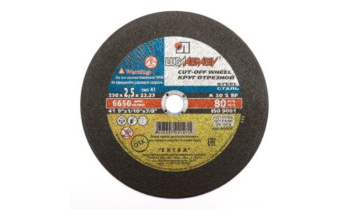 Круг отрезной Luga Abrasiv Extra Cut-Off Wheel, для стали, (41, 230x2.5x22.23мм, A, 30, S, BF, 80м/с), 6650об/мин, арт. 73681