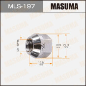 Гайка колесная Masuma MLS-197, открытая, M12x1.5(R), длина 17.8мм, коническая посадка, под ключ 19мм, комплект 20 шт