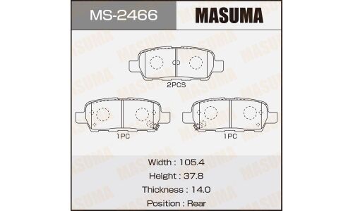 Колодки тормозные дисковые Masuma задние, комплект на ось (4 шт), арт. MS-2466