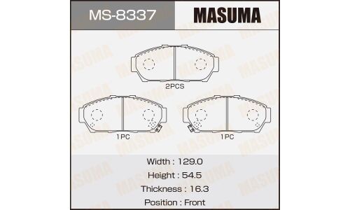 Колодки тормозные дисковые Masuma передние, комплект на ось (4 шт), арт. MS-8337