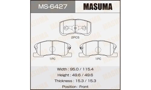 Колодки тормозные дисковые Masuma передние, комплект на ось (4 шт), арт. MS-6427
