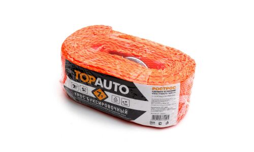 Трос буксировочный TOP AUTO Рострос, строп лента, крюки, нагрузка до 7т, длина 5м, арт. 38642