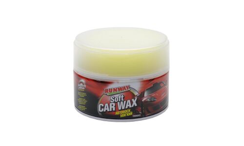 Полироль кузова Runway Soft Car Wax, с воском карнауба, с приданием блеска и защитой от погодных условий, банка 300г, (+губка), арт. RW6093