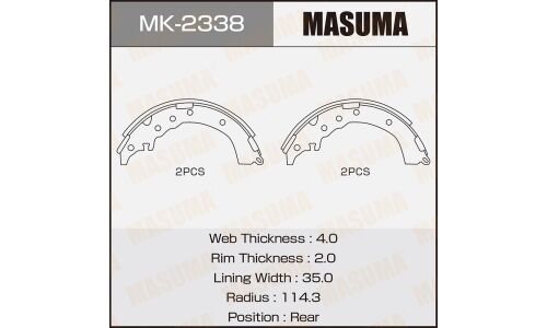 Колодки тормозные барабанные Masuma, комплект на ось (4 шт), арт. MK-2338