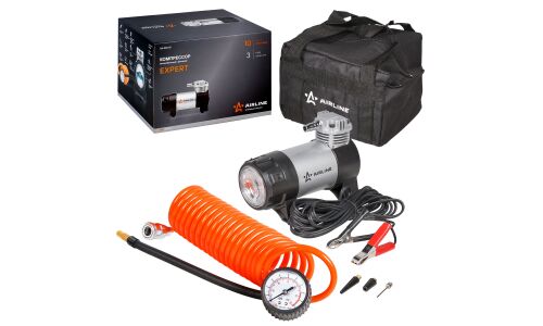 Компрессор автомобильный Airline Expert, 12В, 25А, 45л/мин, 10атм, фонарь