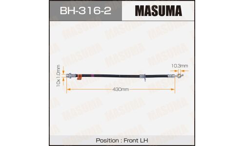 Шланг тормозной Masuma для Toyota Corolla, передний, левый, арт. bh-316-2