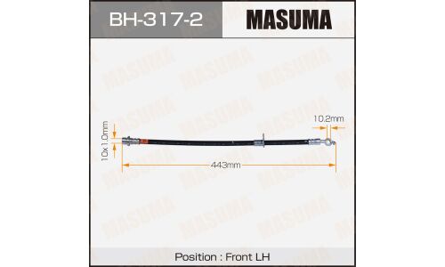 Шланг тормозной Masuma для Toyota Corolla, передний, левый, арт. bh-317-2