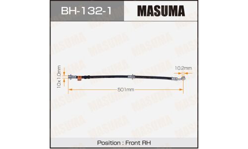 Шланг тормозной Masuma для Nissan Windgroad / Sunny / Pulsar, передний, левый, арт. bh-132-1