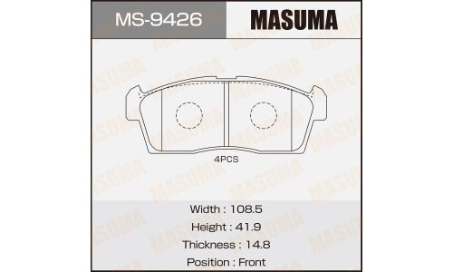 Колодки тормозные дисковые Masuma передние, комплект на ось (4 шт), арт. MS-9426