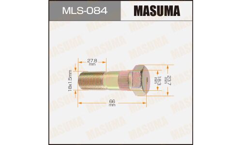 Шпилька колесная Masuma MLS-084, для грузовиков Mitsubishi Fuso, M18x1.5(R), длина 65.8мм