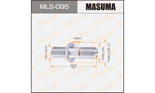 Шпилька колесная Masuma MLS-095, для грузовиков Isuzu, M16x1.5(L), M16x1.5(L), длина 67.2мм