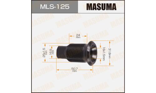Футорка колесная Masuma MLS-125, для Nissan, M25x1.5(L), M16x1.5(L), длина 50.7мм, под ключ 17мм, 1 шт