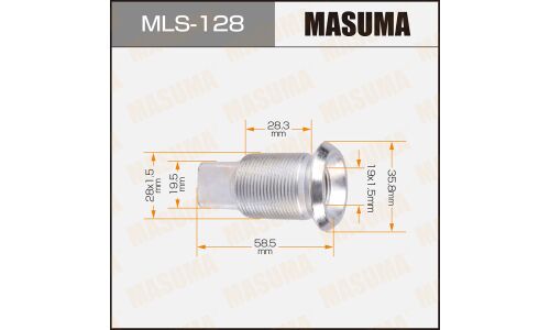 Футорка колесная Masuma MLS-128, для Mitsubishi, M28x1.5(L), M19x1.5(L), длина 58.5мм, под ключ 20мм, 1 шт