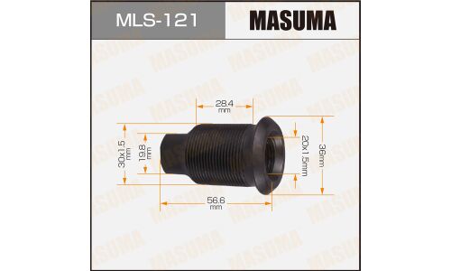 Футорка колесная Masuma MLS-121, для Toyota, M30x1.5(L), M20x1.5(L), длина 56.6мм, под ключ 19мм, 1 шт