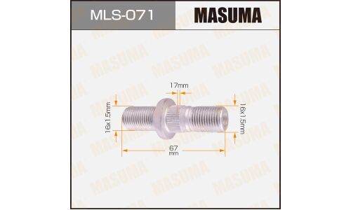 Шпилька колесная Masuma MLS-071, для грузовиков Toyota, M16x1.5(R), M16x1.5(R), длина 68мм