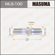 Шпилька колесная Masuma MLS-100, для грузовиков Isuzu, M16x1.5(L), M16x1.5(L), длина 74мм