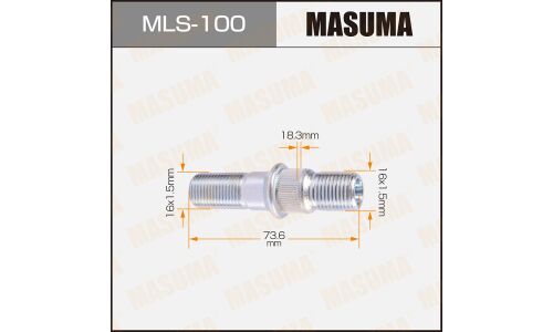 Шпилька колесная Masuma MLS-100, для грузовиков Isuzu, M16x1.5(L), M16x1.5(L), длина 74мм
