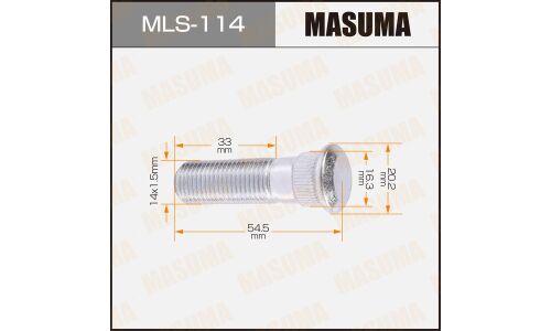 Шпилька колесная Masuma MLS-114, для грузовиков Isuzu, M14x1.5(L), длина 54.5мм