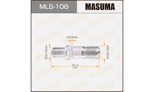 Шпилька колесная Masuma MLS-108, для грузовиков Isuzu, M22x1.5(R), M20x1.5(L), длина 91мм