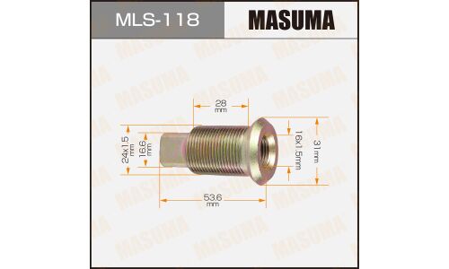 Футорка колесная Masuma MLS-118, для Toyota, M24x1.5(R), M16x1.5(R), длина 53.6мм, под ключ 17мм, 1 шт