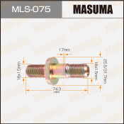 Шпилька колесная Masuma MLS-075, для грузовиков Nissan, M16x1.5(R), M16x1.5(R), длина 74.3мм