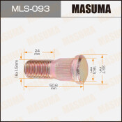 Шпилька колесная Masuma MLS-093, для грузовиков Isuzu, M16x1.5(R), длина 50.5мм