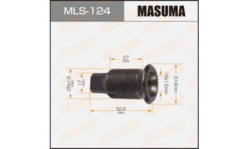 Футорка колесная Masuma MLS-124, для Nissan, M25x1.5(R), M16x1.5(R), длина 52.6мм, под ключ 17мм, 1 шт