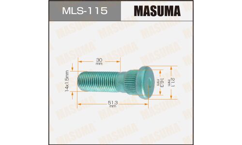 Шпилька колесная Masuma MLS-115, для Toyota, M14x1.5(R), длина 51мм