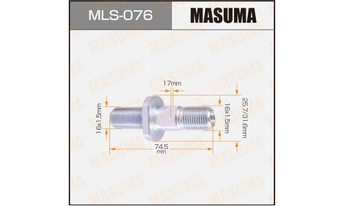 Шпилька колесная Masuma MLS-076, для грузовиков Nissan, M16x1.5(R), M16x1.5(L), длина 74.5мм