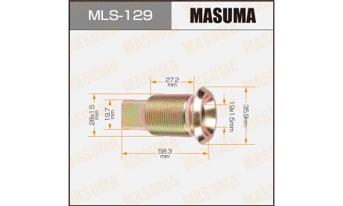 Футорка колесная Masuma MLS-129, для Mitsubishi, M28x1.5(R), M19x1.5(R), длина 58.3мм, под ключ 20мм, 1 шт