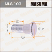 Шпилька колесная Masuma MLS-103, для грузовиков Isuzu, M18x1.5(R), длина 51.5мм