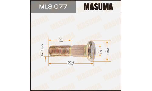 Шпилька колесная Masuma MLS-077, для грузовиков Nissan, M14x1.5(R), длина 57.3мм