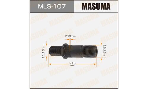 Шпилька колесная Masuma MLS-107, для грузовиков Isuzu, M22x1.5(R), M20x1.5(R), длина 90.5мм