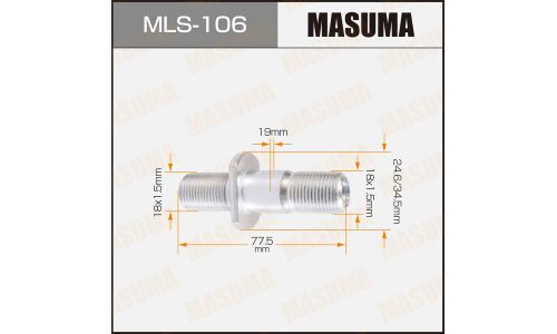 Шпилька колесная Masuma MLS-106, для грузовиков Isuzu, M18x1.5(L), M18x1.5(L), длина 77.5мм