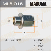 Гайка колесная Masuma MLS-018, закрытая, M14x1.5(R), длина 39мм, с прессшайбой 30мм, под ключ 21мм