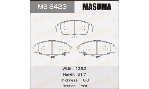 Колодки тормозные дисковые Masuma передние, комплект на ось (4 шт), арт. MS-8423