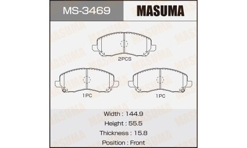 Колодки тормозные дисковые Masuma передние, комплект на ось (4 шт), арт. MS-3469