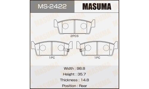 Колодки тормозные дисковые Masuma задние, комплект на ось (4 шт), арт. MS-2422