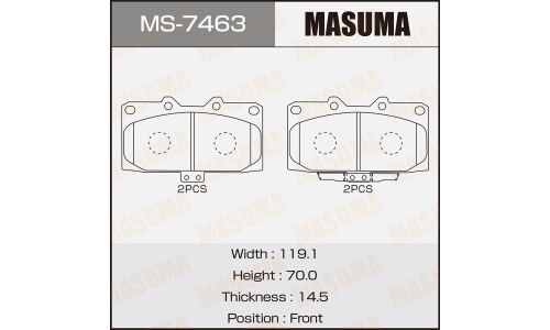Колодки тормозные дисковые Masuma передние, комплект на ось (4 шт), арт. MS-7463