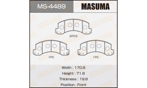 Колодки тормозные дисковые Masuma передние, комплект на ось (4 шт), арт. MS-4489