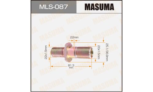 Шпилька колесная Masuma MLS-087, для грузовиков Isuzu, M22x1.5(R), M20x1.5(R), длина 81.5мм