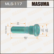 Шпилька колесная Masuma MLS-117, для Toyota, M12x1.5(R), длина 49мм