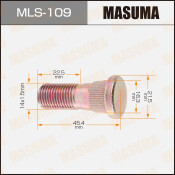 Шпилька колесная Masuma MLS-109, для грузовиков Isuzu, M14x1.5(R), длина 45.7мм