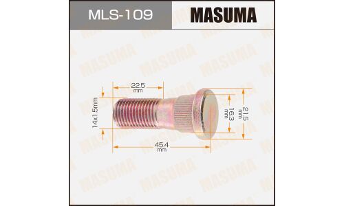 Шпилька колесная Masuma MLS-109, для грузовиков Isuzu, M14x1.5(R), длина 45.7мм