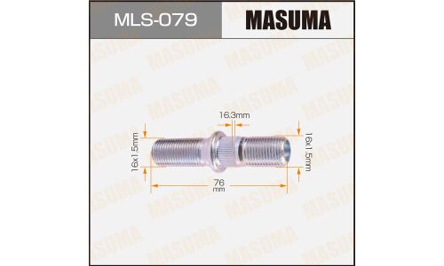Шпилька колесная Masuma MLS-079, для грузовиков Mitsubishi Fuso, M16x1.5(R), M16x1.5(L), длина 76мм