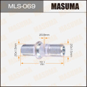 Шпилька колесная Masuma MLS-069, для грузовиков Toyota, M20x1.5(R), M20x1.5(R), длина 72мм