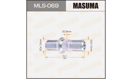 Шпилька колесная Masuma MLS-069, для грузовиков Toyota, M20x1.5(R), M20x1.5(R), длина 72мм