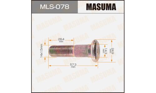 Шпилька колесная Masuma MLS-078, для грузовиков Nissan, M14x1.5(L), длина 57.3мм