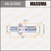 Шпилька колесная Masuma MLS-092, для грузовиков Isuzu, M18x1.5(L), M16x1.5(L), длина 79.1мм
